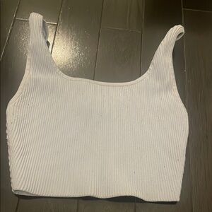 Babaton White Ribbed Crop Top